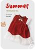 Youqi Chinese Style Baby Princess Summer Dress, 100-Day Celebration Red Gauze Gown