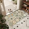 Moroccan Tile Pattern Doormat Non Slip Absorbent Entryway Rug Vintage Geometric Floral Design Mat for Home Entrance Home Decor