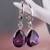 Elegant Women's Purple Rhinestone Water Drops Leverback Dangle Earrings Gift