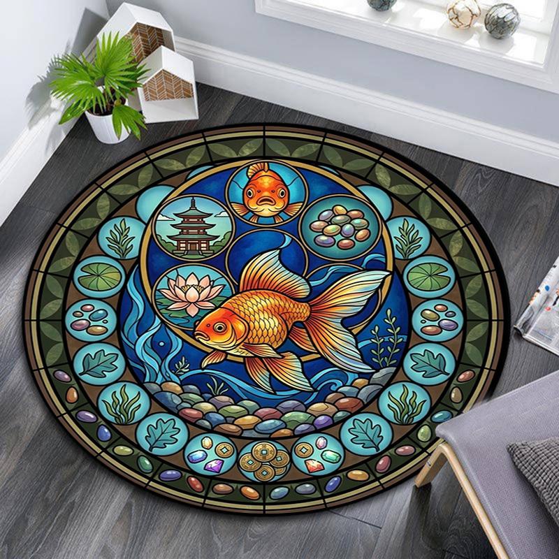 Frog Life Cycle Art Round Area Rug Under Office Chairs Bedroom Living Room Home Decor