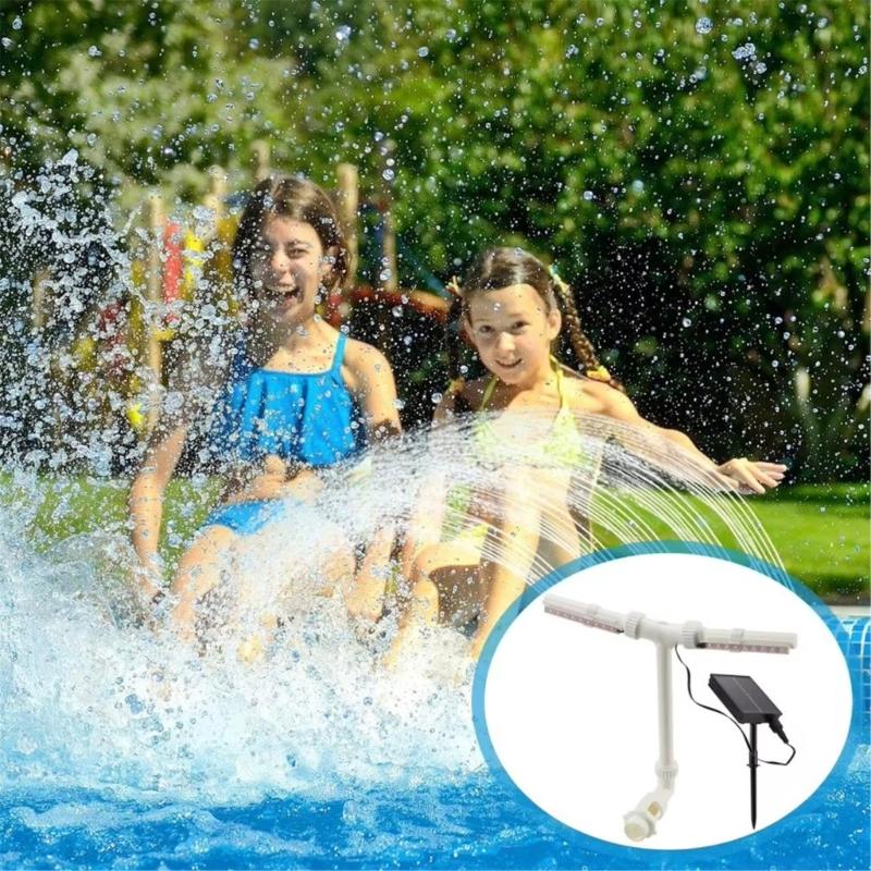 Solar Pool Fountains with 7 Color LED Lights 360 Degree Pool Waterfall Sprinkler Rechargeable Outdoor Pond Water Fountains