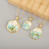 Nidin Mode Blau Grün Emaille Blume/Muschel/Stern Design Anhänger Halskette Für Frauen Männer Eingelegte Perle Zirkon DIY Charms Schmuck