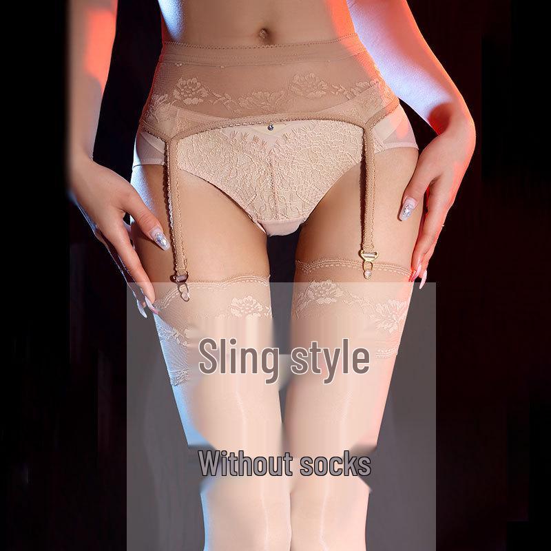 Medias Liguero de Encaje Sexy para Mujer: Medias Transparentes con Tirantes Negros
