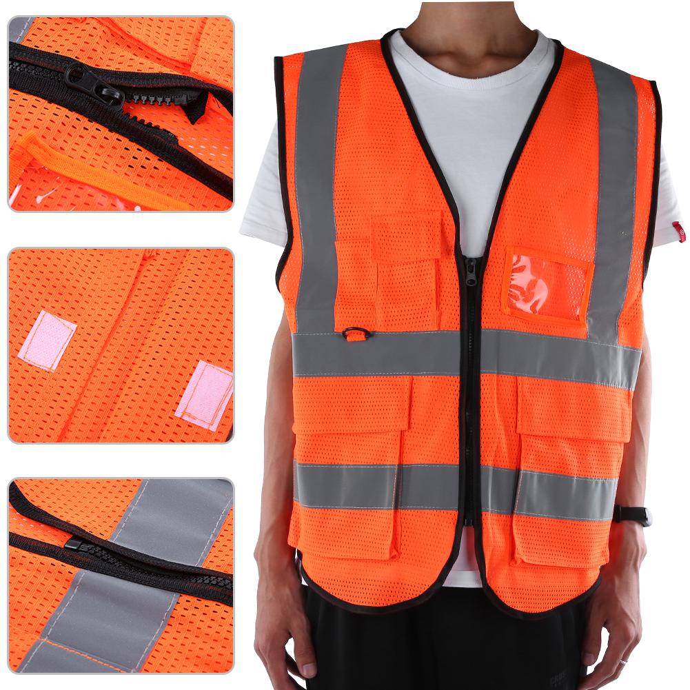 High Visibility Safety Sport Breathable Vest with Mesh Night Security Reflective Waistcoat OrangeOrange