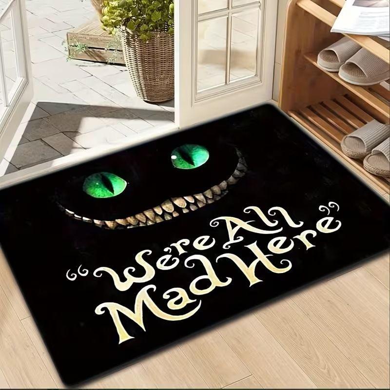 Unwelcome Halloween Door Mat Gothic Skull Bat Non-Slip Entry Rug Spooky Front Door Floor Carpet Decor