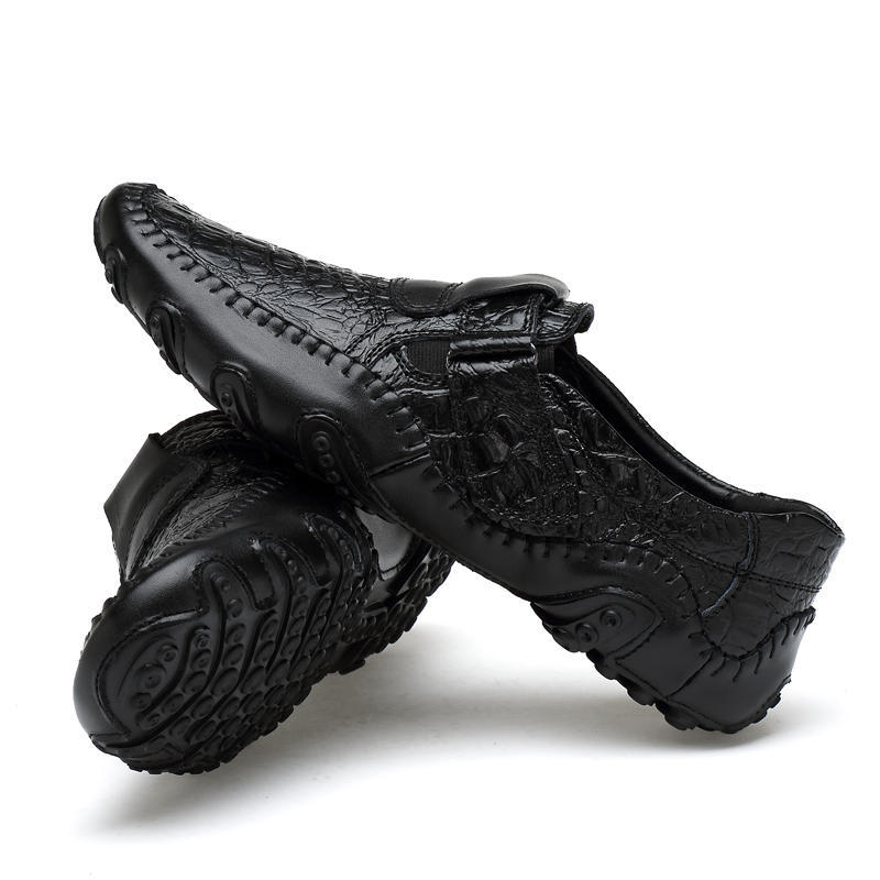 New Crocodile Leather Men Loafers Breathable Large Size Driving Shoes Casual 38-47