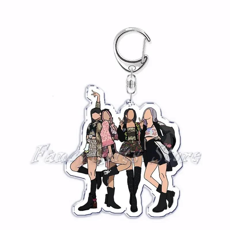 Hot Popular Korean Fashion Kpop Girls Band Keychain for Women Man Bag Accessories Bag Key Chain Ring Keychains Jewelry Fans Gift