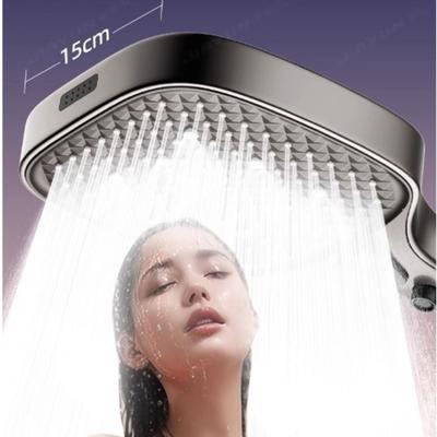 High Quality 15CM Large Panel Bath Shower Head High Flow Detachable Pressurized Shower Head 4 Modes Shower Replacement Universal