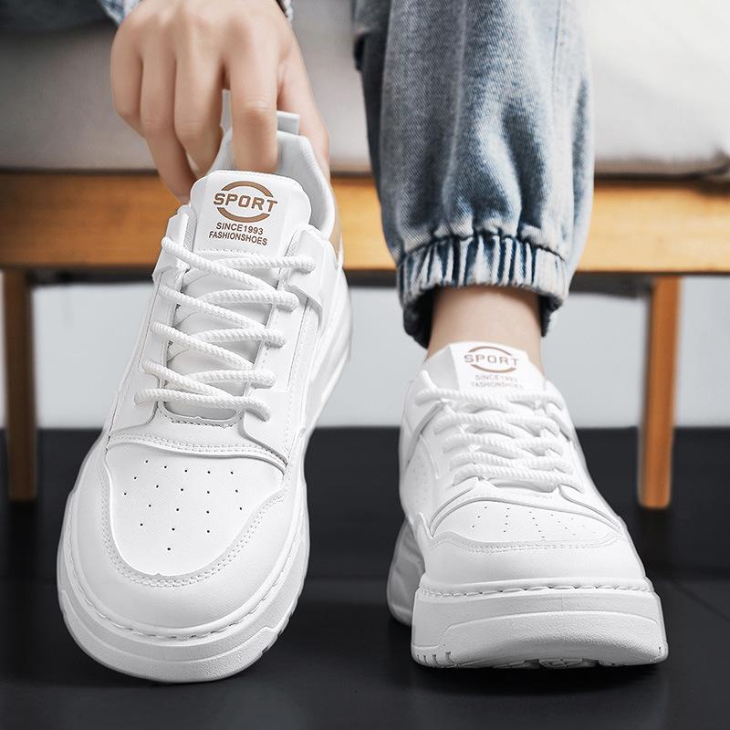 Men's Shoes Spring and Summer Fashion Trend Versatile Leather Platform White Shoes Men's Youth Korean Version Casual Sports Board Shoes