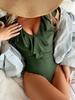2024 European & American One-Piece Flounce Bikini - Solid Color, Sexy Swimwear