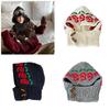 Popular Rose Pattern Balaclava Hat for Female Flower Neck Scarf Hat Elegant Warm Crochet Hat Breathable Ear Flap Caps