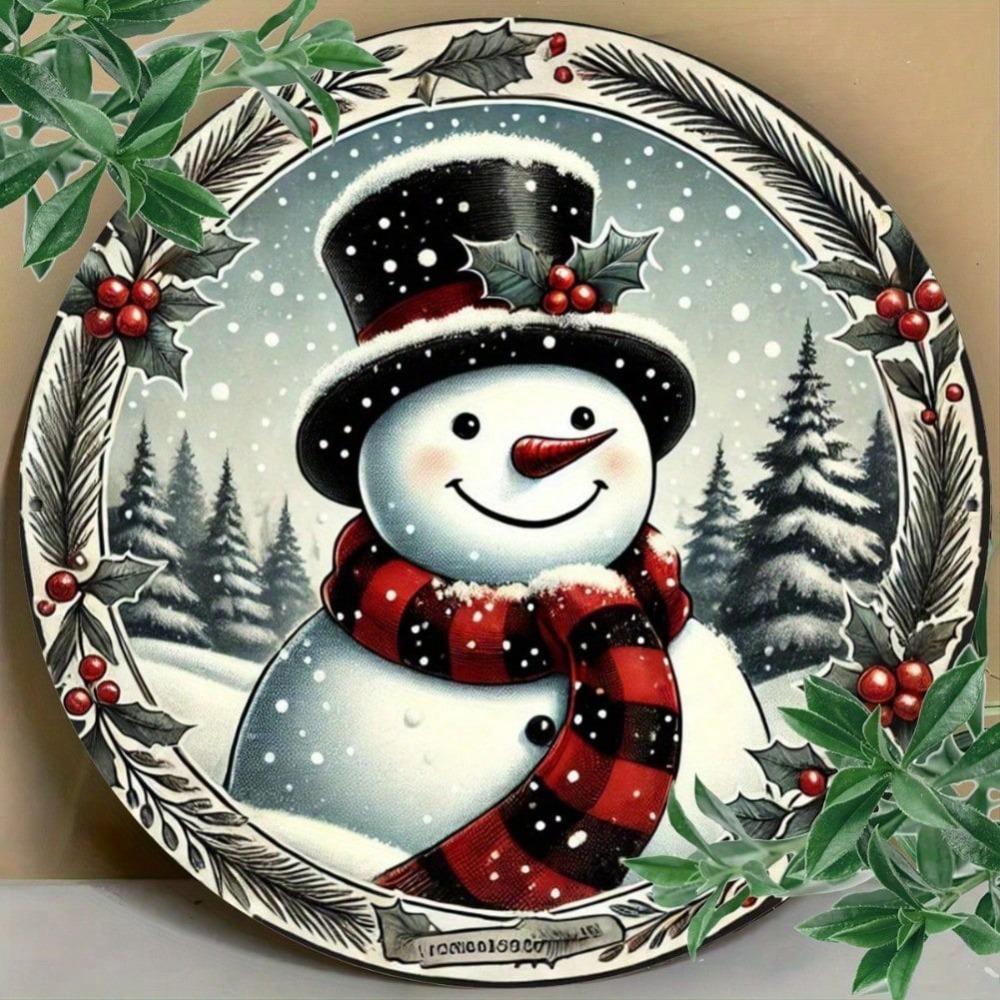 Vintage Snowman Tin Sign 8x8 Inch Christmas Winter Metal Wall Art Home Cafe Decor