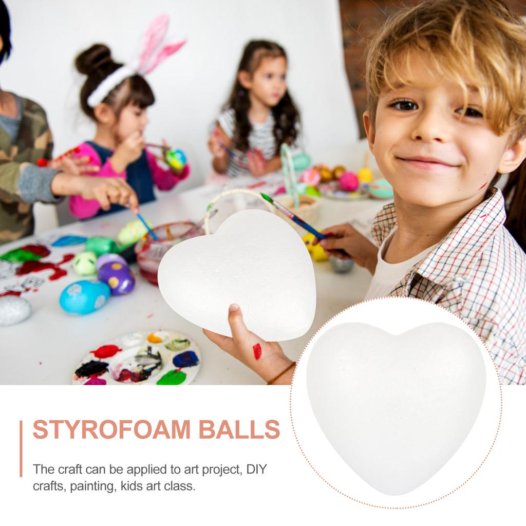 Heart-Shaped Decorative Hearts 15Cm White Polystyrene Craft Balls For Diy Painting Art Projects Wedding Christmas