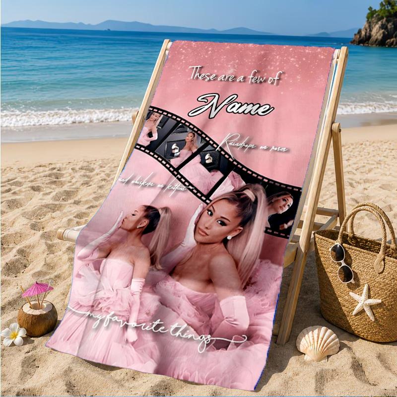 Custom Name Artistic Ariana Heart In Space Adventure Microfiber Beach Towel, Lightweight for Summer Travel, Swimming Pool Fan Gift