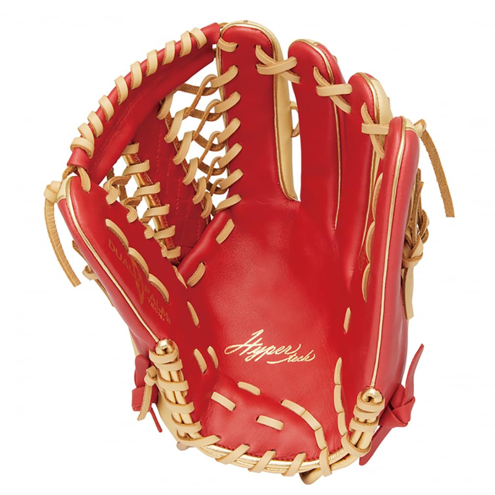 Rawlings Baseball Adult Hyper Tech Colors Size Throw Glove, Softball, [Outfielder's], 12.75, GR4HTCY719, Scarlet/Camel, Left-Handed