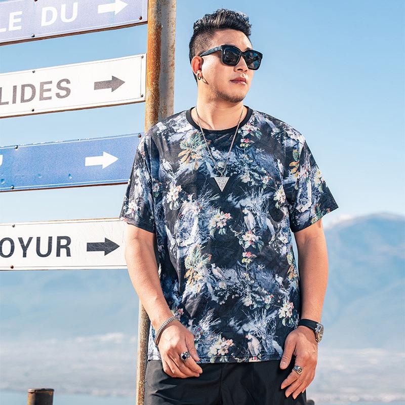 Stretch Fit Anti-wrinkle Loose Men's Short-sleeved Ice Cool Feeling Fashion Short-sleeved Top Cotton Comfortable Lightweight T-shirt