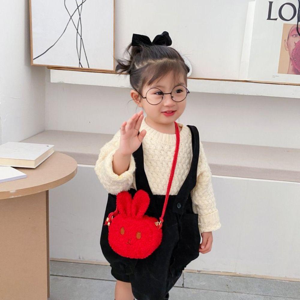 Kids Purses New Year Gift Plush Handbag Rabbit Shoulder Bag Messenger Bag Crossbody Bag Coins Bag