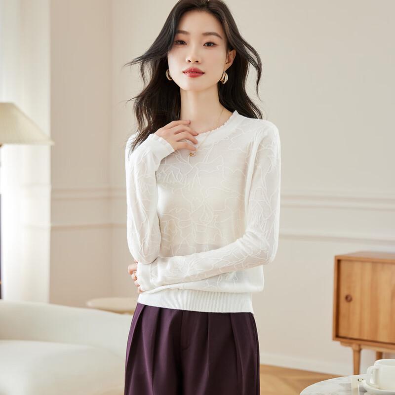 Srcr Women's Lace Trim Wool Blend Knit Sweater