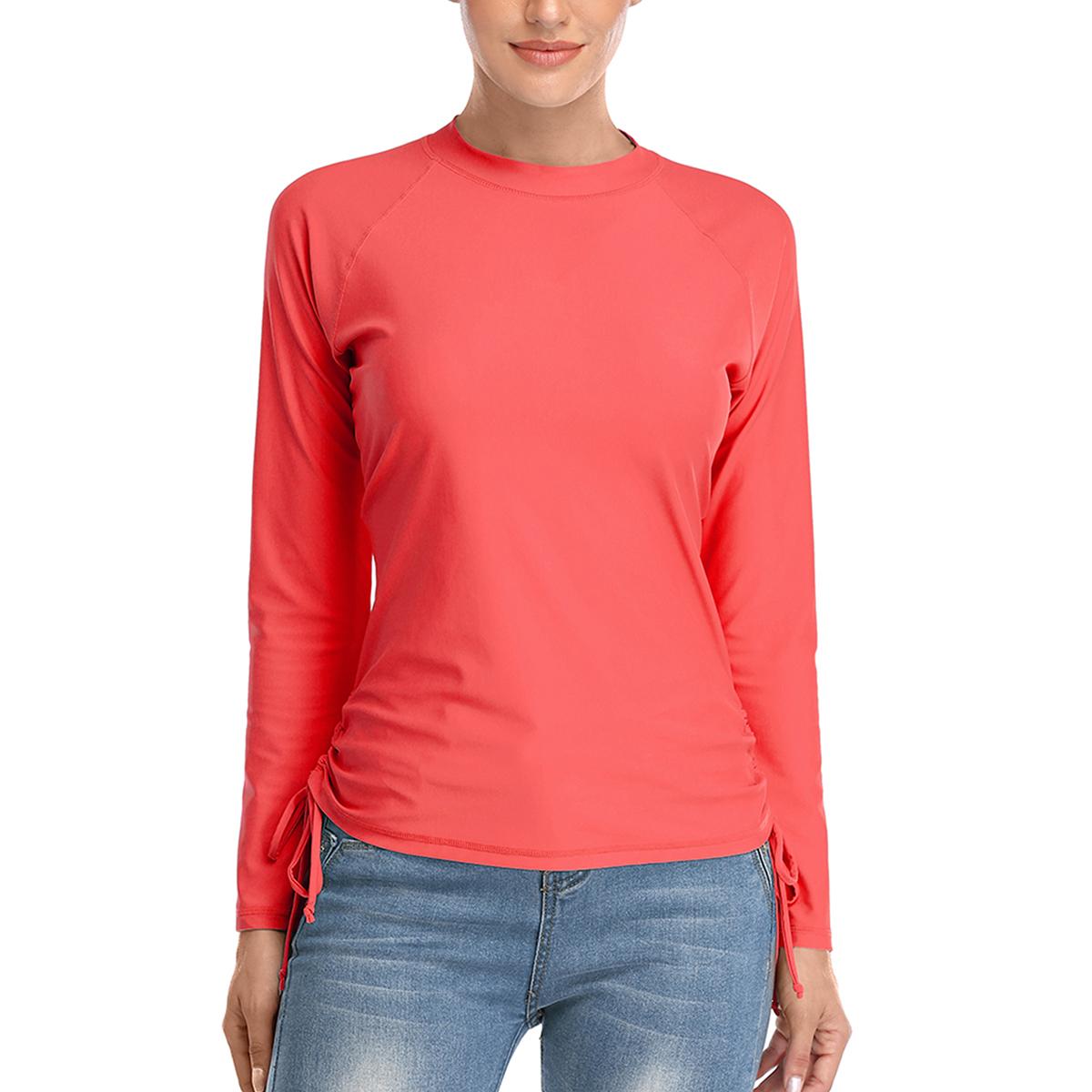 

Женский купальник Charmleaks, Рашгард с длинными рукавами, велосипедные рубашки, топ для серфинга, рубашка, купальник UPF 50+ XL красный