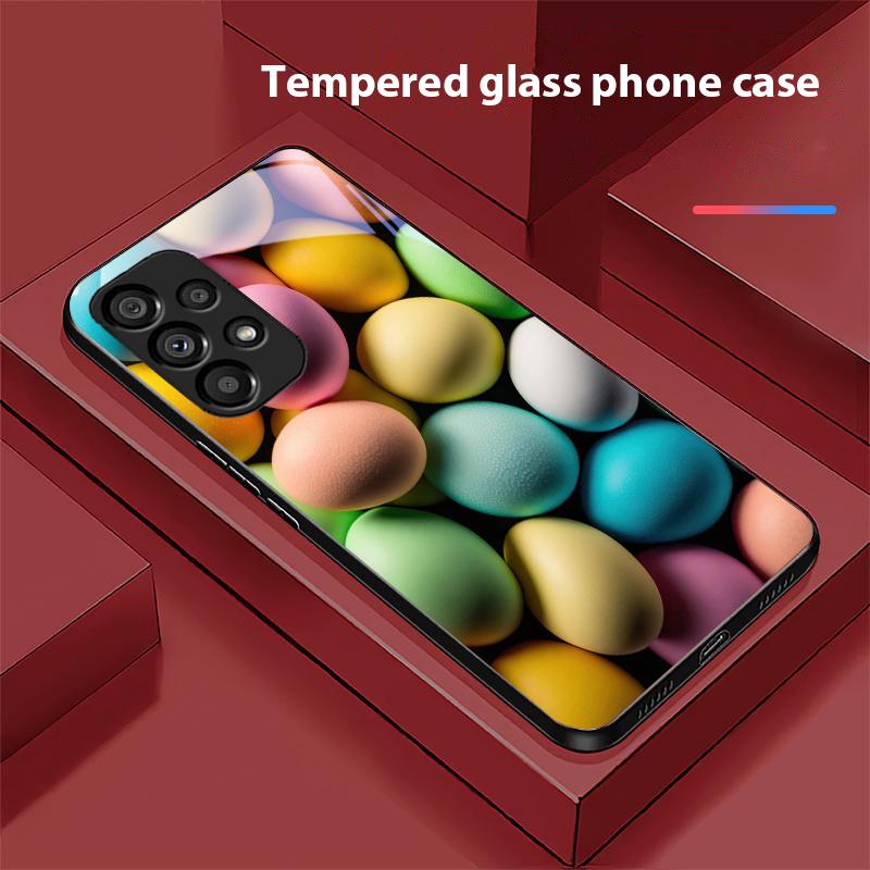

Цветное цветочное яйцо для Samsung Galaxy S10 S20 Plus S21 FE S22 S23 S24 FE S25 Ultra Черный чехол для телефона из закаленного стекла Твердый чехол For Galaxy S20 FE
