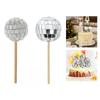 24 Pieces Reflective Globe Birthday Cake Inserts Decorative Cupcake Toppers Easy Install Cake Ornament for Party