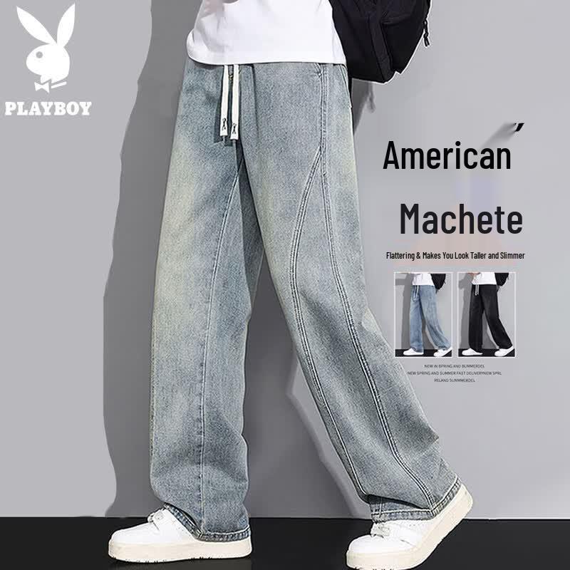 

Playboy Men s Summer Loose Straight Leg Denim Jeans 3XL