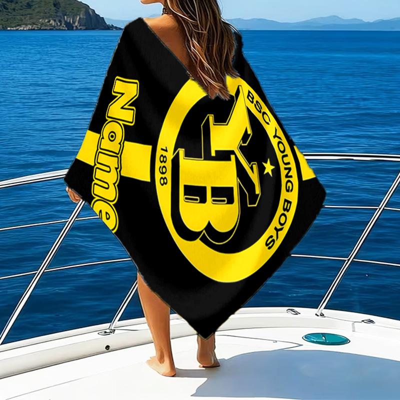 1pc Football35 Beach Towel with Custom Name, Beach/Swimming/Bath/Picnic/Camping Towel, Suitable for Seaside Beaches