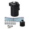 Universal Black Baffled Aluminum Oil Catch Tank Can Reservoir Tank with 11mm/15mm Fittings and Oil Dipstick