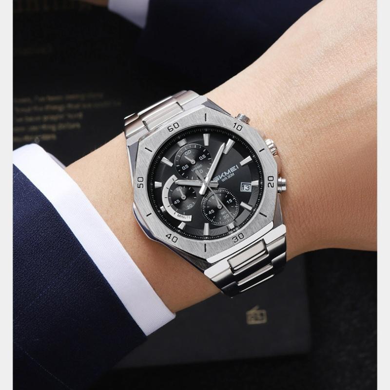 Skmei Men Watch Business Militray Wristwatch 6-Hand Chronograph Quartz Casual Fashion Luxury Relogio Masculino