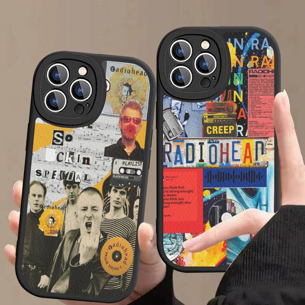 Vintage Mode Design Radiohead Handyhülle Für IPhone 11 12 13 14 15 16 Pro Max Mini Plus Weiche Lederhülle