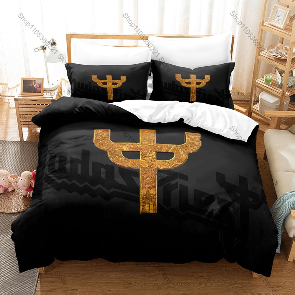 Dark Vintage Judas Priest Album Cover Print Duvet Cover + 2 Pillowcases Twin Full Queen King Rock Bedding Set