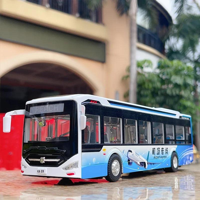 Model de autobuz electric pentru trafic urban turistic din aliaj de dimensiuni mari, model de autobuz de pasageri, jucărie din metal, model de autobuz de afaceri, cadouri luminoase cu sunet B248