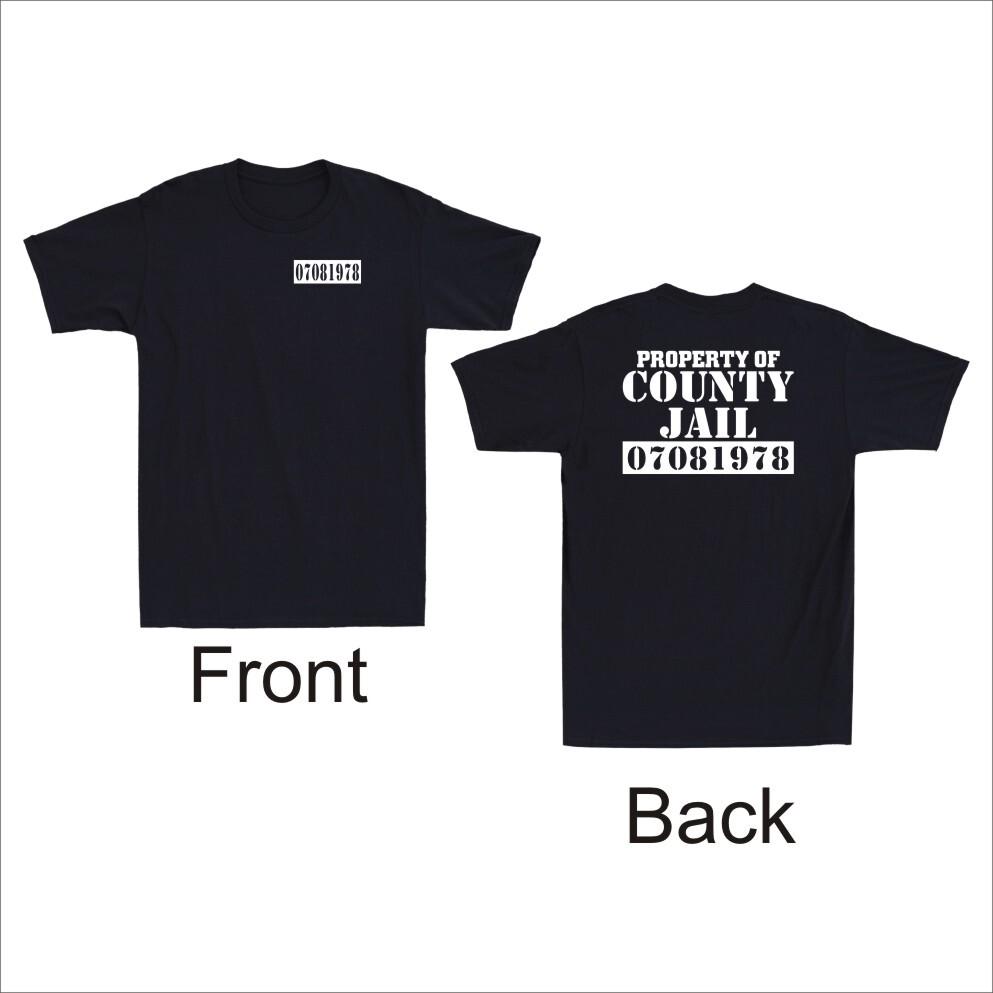 Property Of The County Jail Prison Funny Orange Front  Back Print Unisexs Tshirt