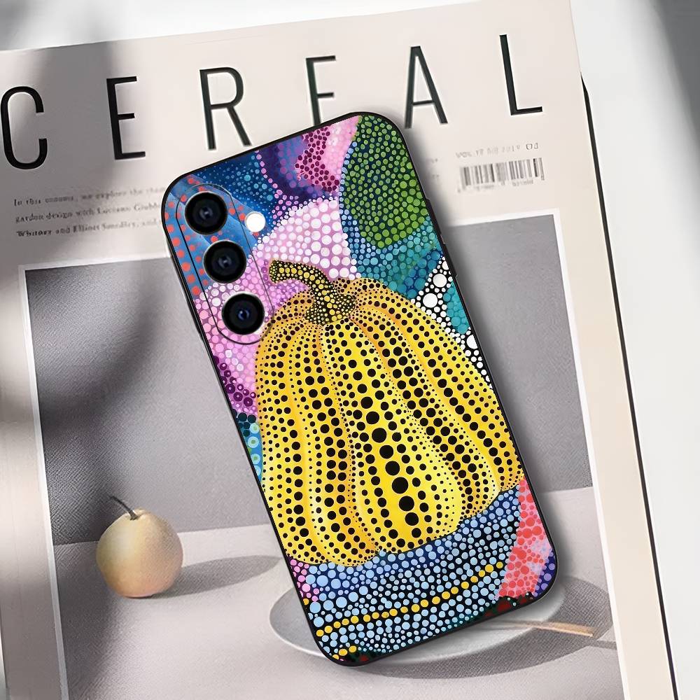 

Забавный чехол для телефона с тыквой Y-Yayoi K-Kusama для Samsung Galaxy A73, A72, A71, A70, A53, A52, A51, Других Мягкий черный чехол Samsung a53 5g