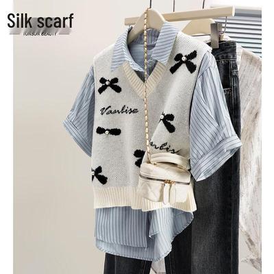 Silbaisha Women's V-Neck Color-Block Sleeveless Vest