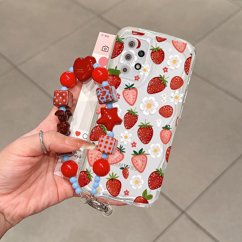 Cute Strawberry Flower Chain Case For Honor 400 Pro 600 Lite 200 MAGIC 7 90X6D X8D X5C X9D X7D X8C X9B X8A X8B X7B X6C A6B X5B