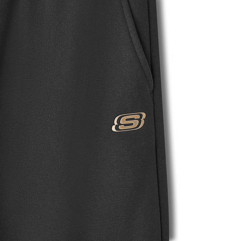 Skechers Sport Lifestyle Series Logo Versatile Loose Fit Lace-Up Knitted Joggers Women Joggers Carbon-Black L125W111-0018