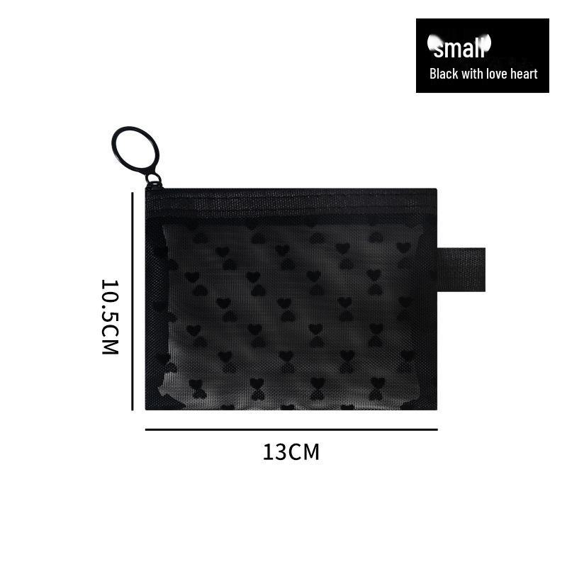 Portable Mesh Cosmetic & Earphone Storage Bag, Travel Toiletries & Lipstick Holder