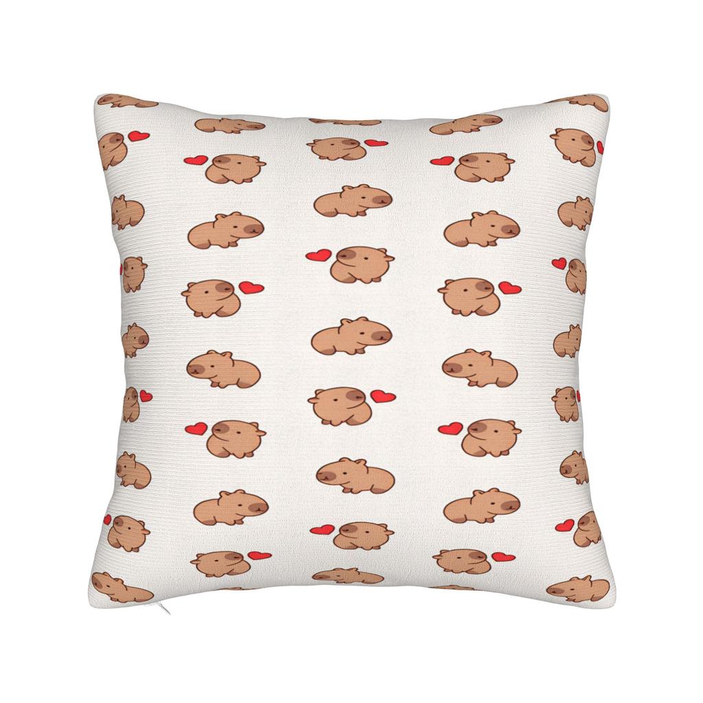 Pillow Case Kawaii Capybara   Square  Pillow Cover For Couch Sofa Bedroom Retro Trendy Pillowcases