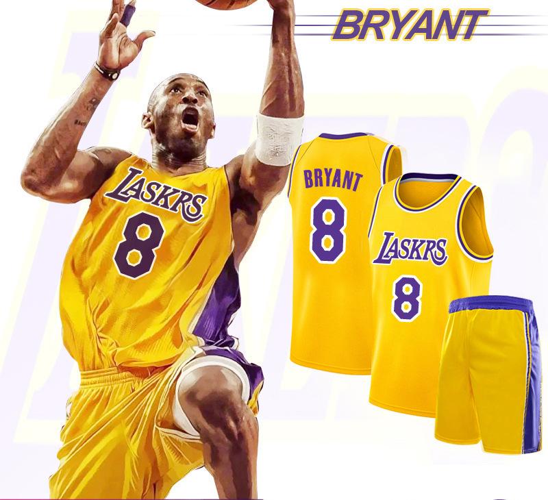 Kobe Bryant Crew Neck No.8 Yellow basketball jersey 20