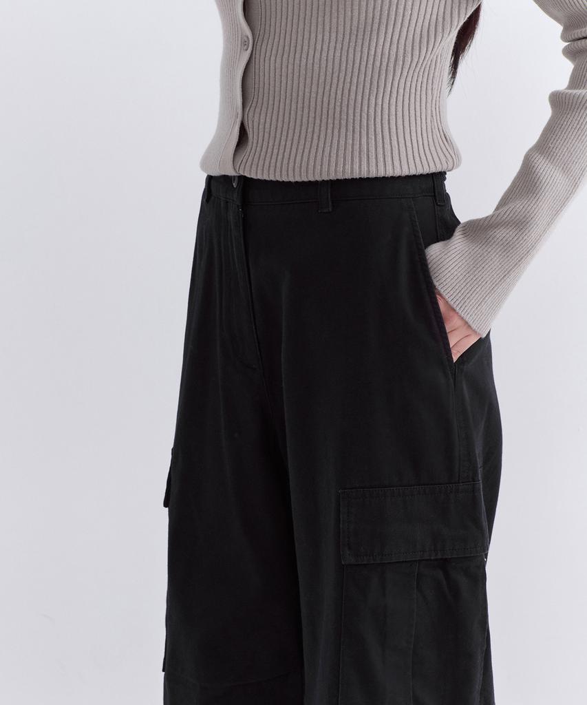 MUSINSA STANDARD WOMAN Women'S Fleece-Lined Wide Cargo Pants [Black]