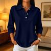 Damen Freizeit-Bluse mit Knopfleiste, 3/4-Ärmeln und Kragen für den Alltag
