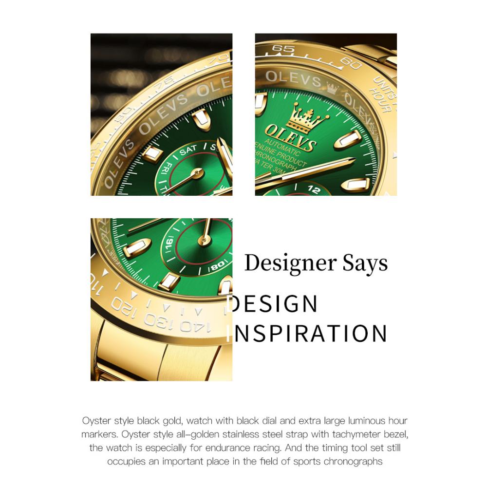 OLEVS New Quality Three-eye Watch Luminous Waterproof Multifunctional Automatic Mechanical Watch for Men