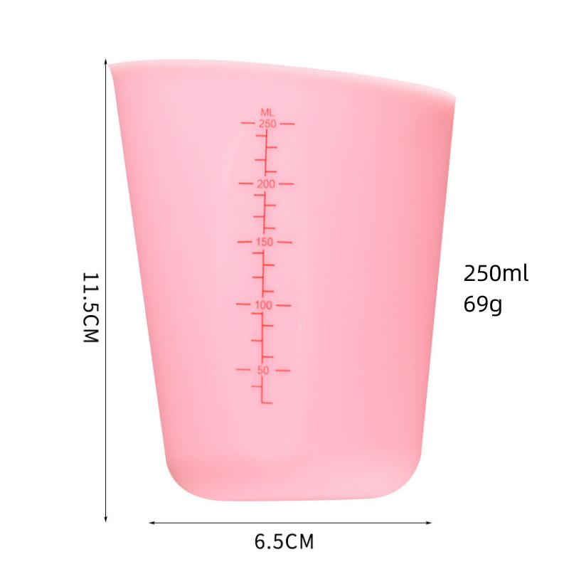 Specifikace 250ML/500ML Silikonová odměrka Viditelná dvojitá stupnice Odměrka na pečení Snadno se čistí Nástroj na pečení