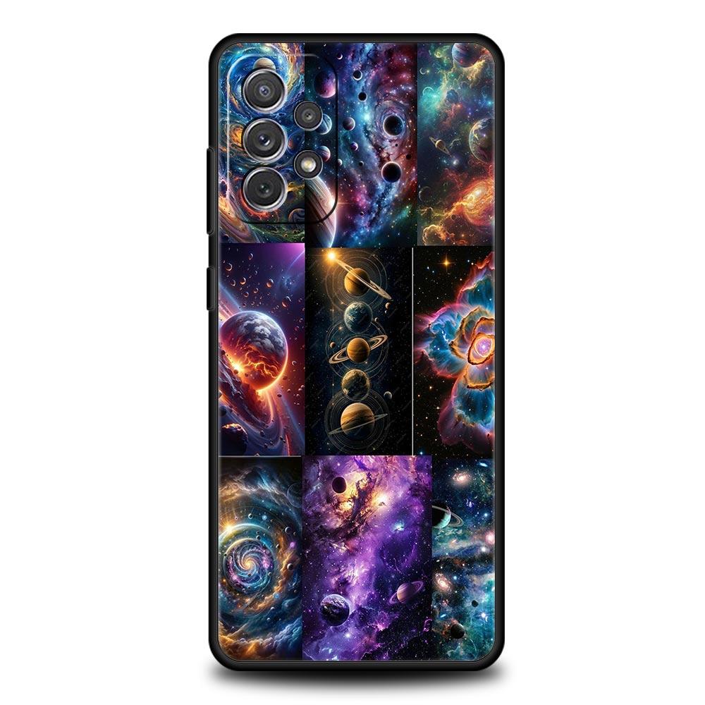 Universe Starry Sky Moon Phone Case for Samsung Galaxy A55 A35 A17 A07 A15 A13 A25 A51 A71 A72 A73 A32 A52 A52S A41 5G Soft TPU