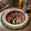 Christmas Party Home Decor 3D Rug, Illusion Area Round Decorative Non Slip Holiday Floor Covering Mat, Festive Carpet for Indoor Living Room