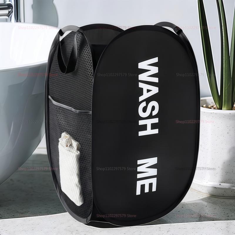 Large Laundry Basket Collapsible Mesh Pop Up Laundry Bag Side Pocket Breathable Clothes Storage Laundry Storage Organization