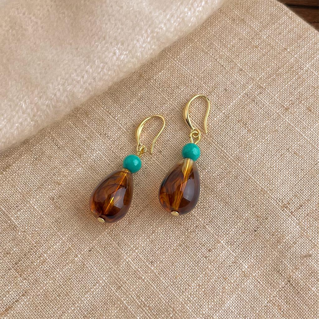 Autumn/Winter Gradient Geometric Tassel Earrings - Retro Artistic Style for Women