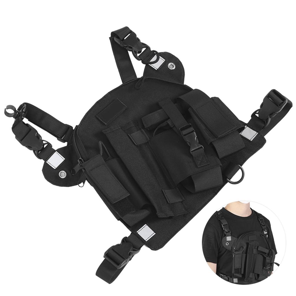 Walkie Talkie Brust Front Pack Tasche Taktik Outdoor Weste Rig Tragetasche Aufbewahrungstasche Schwarz