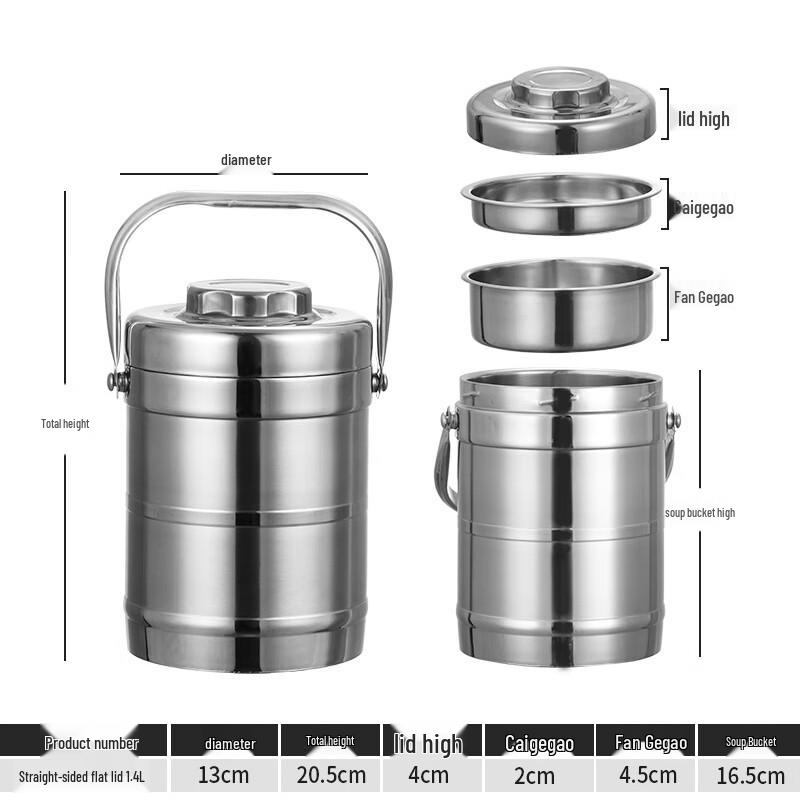 Jinyun 201 Stainless Steel Vacuum Insulated 3-Layer Lunch Box